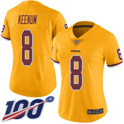 Washington Redskins Limited Gold Women Case Keenum Jersey NFL Football #8 100th Season Rush Vapor